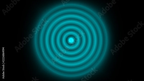 Fotografie Concentric light waves radiate outward from glowing central pulse