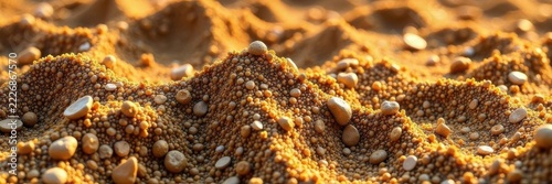 Textured earth berm, coarse gravel and sand mix , building, landscaping, ground
