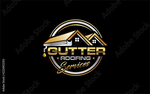 Illustration graphic vector of gutters and roofing services logo design template