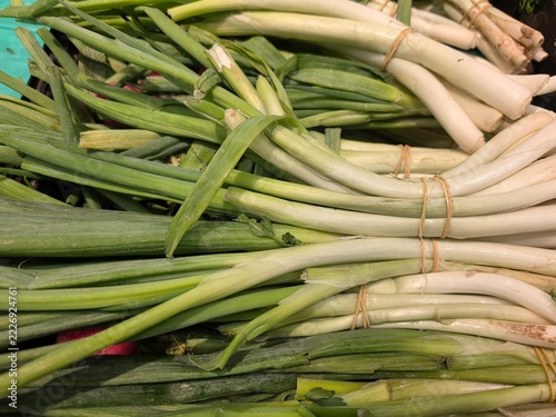Bunches of Green Onions on a supermarket