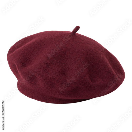 Classic Burgundy Wool Beret Fashion Illustration