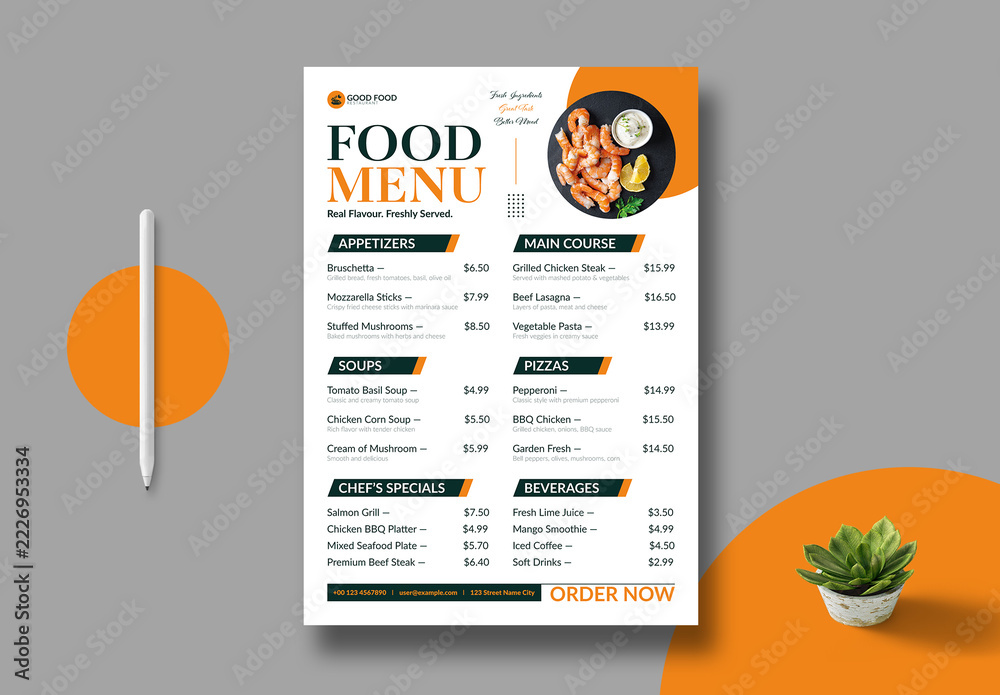 Food Menu Template Layout Stock Template | Adobe Stock