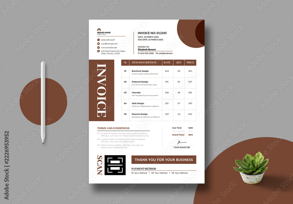 Invoice Template Layout Stock Template | Adobe Stock
