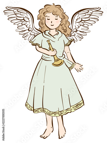 羽を広げた天使のイラスト