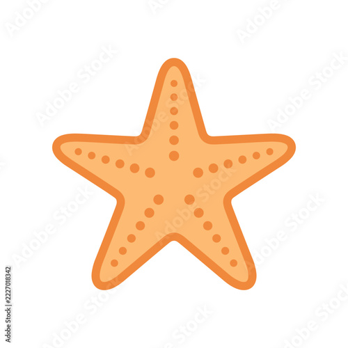 orange starfish marine animal icon with dotted texture pattern design