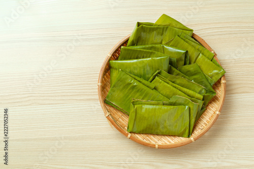 Top View of Yaeyama Rice Cakes with Copy Space on the Left