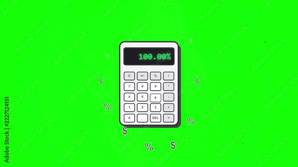 Floating Calculator with Math Symbols and Green Screen Background Stock ...