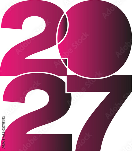Creative 2027 new year typography text design with overlapping magenta purple gradient