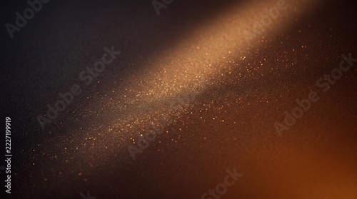 Golden Glitter Texture Illuminated by Diagonal Light Beam
