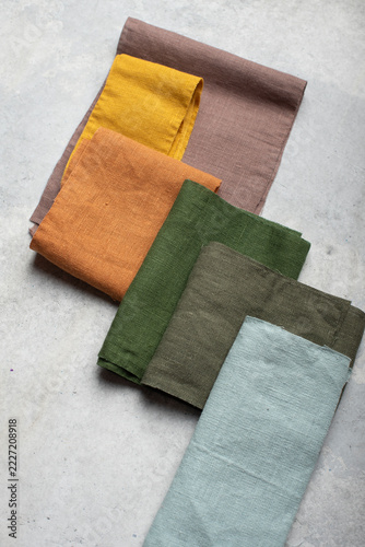 Linen Fabric Color Swatches Assortment Flat Lay