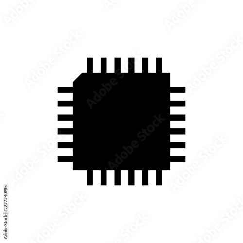 Integrated Circuit Microcontroller Chip Icon - Semiconductor Hardware Vector