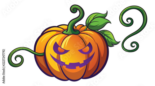 Cute cartoon Halloween pumpkin monster character with playful seasonal styling
