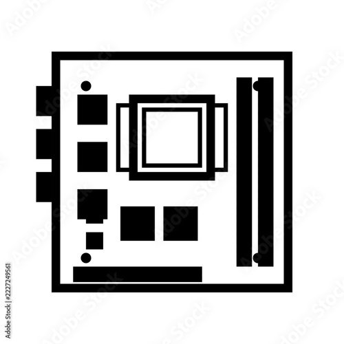 Computer Motherboard Mini ITX Circuit Board Silhouette Icon