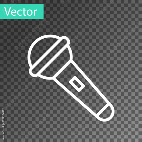 White line Microphone icon isolated on transparent background. On air radio mic microphone. Speaker sign. Vector