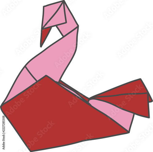 vector illustration of a pink origami swan