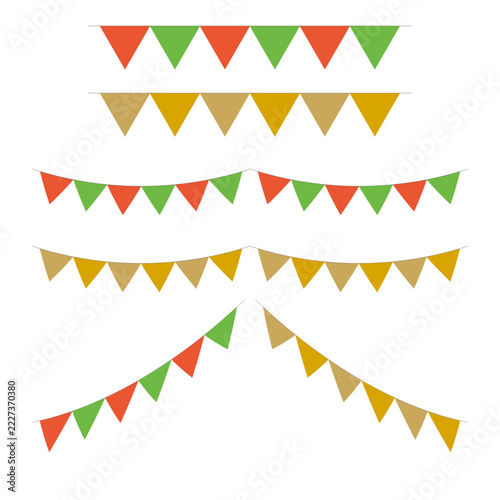 Christmas garland illustration set, cute bunting flag banner icon