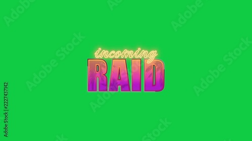Incoming Raid Stream Alert Retro 80s on Green Screen Background