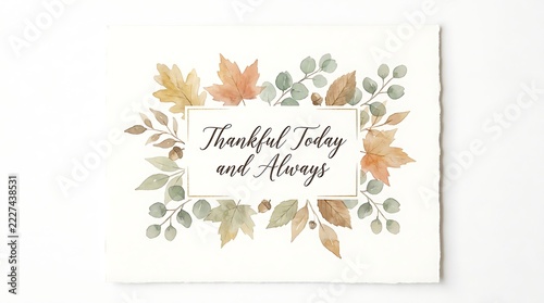 Thankful Today and Always Card with Autumn Leaves