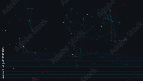 Digital Network Connection Nodes And Lines Tech Communication Concept
