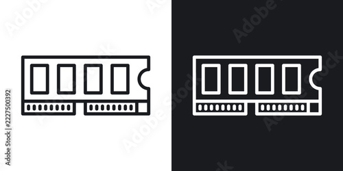Fotografie RAM memory icon flat outline in black