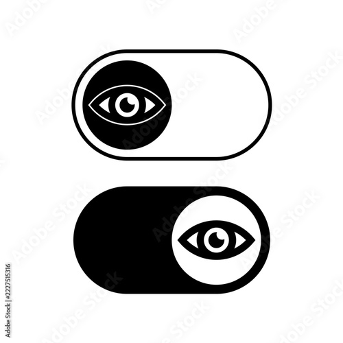 Eye Visibility Toggle Switch Icon. Show and Hide View Control, Black and White UI Symbol