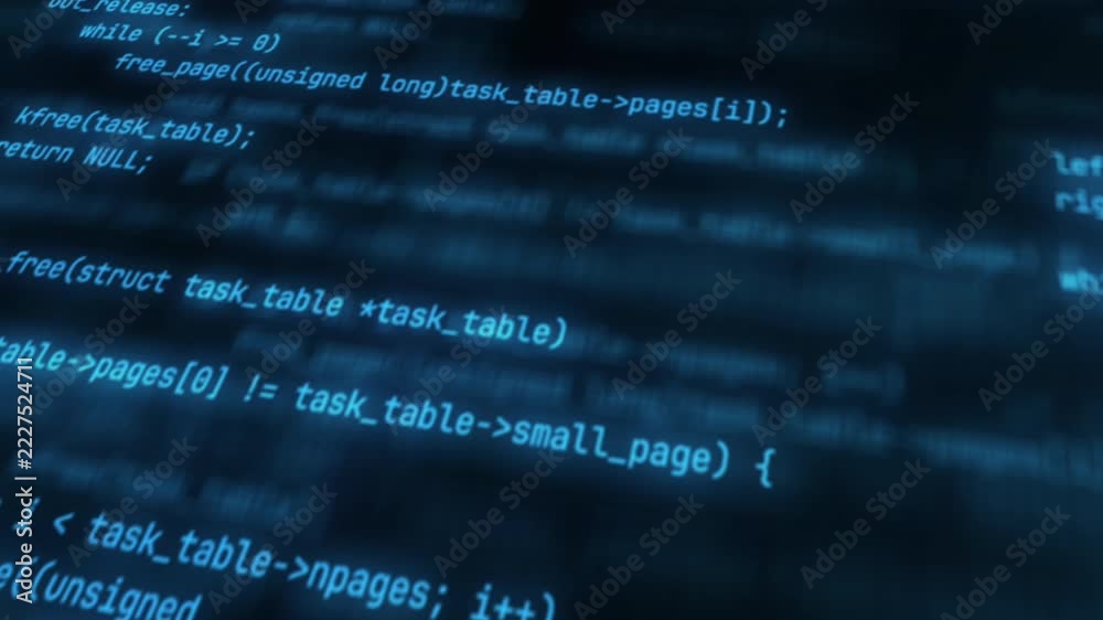 Programming code background, lines of software source code scrolling on ...