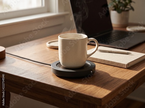 Coffee mug warmer on desk