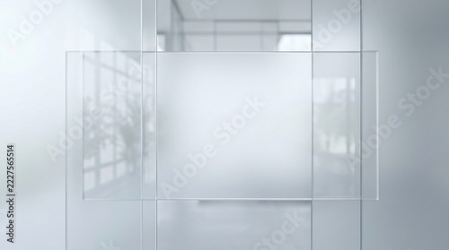 Modern Office Space with Frosted Glass Wall and Minimalist Design