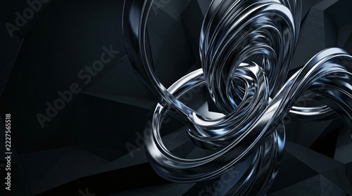 Abstract Metallic Swirl Art on Dark Background for Creative Use