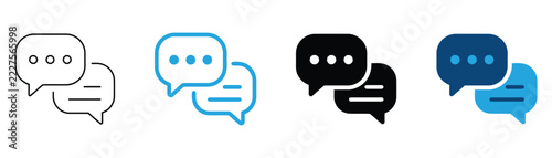 Speech bubble icon set with simple pictograms for messaging, communication, conversations, chat apps, and social media.