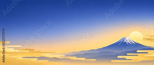 Wide website hero banner with gradient dawn sky from indigo to pale gold and gold cloud bands