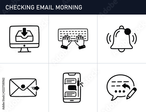 Communication icons set with email, chat, notification and computer, web and app design