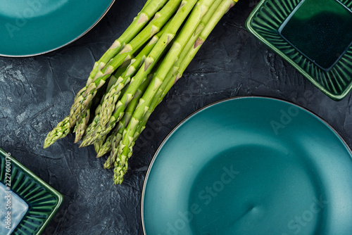 Raw green asparagus, food photography