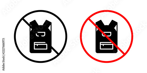 Fotografie No backpacks allowed sign flat outline in black