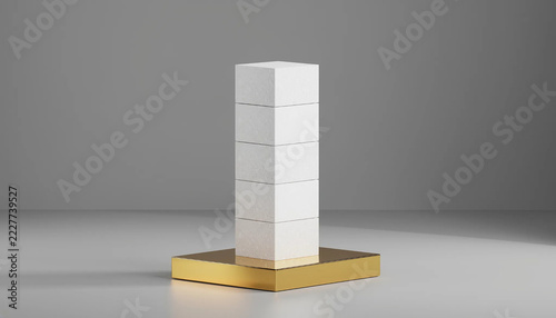 Personal Growth Concept with Stacked White Column on Golden Foundation