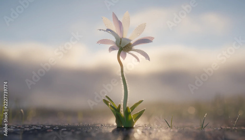 Resilient Growth of a Flower Emerging from the Ground