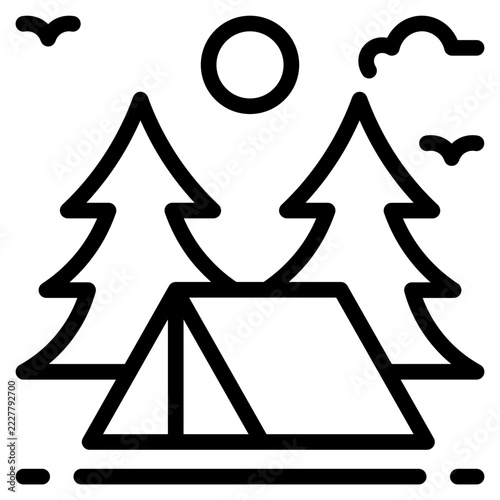 Camping Travel Arrangement icon vector illustration	