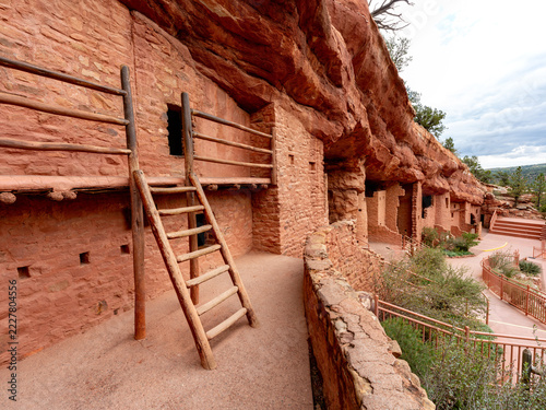 Cave cliff dwellings made of red rock