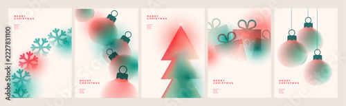 Christmas and New Year greeting cards collection. Set of modern abstract vector illustrations for website, social media, business and marketing material.
