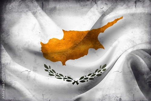Fotografie Vintage look Cyprus flag - realistic waving fabric flag