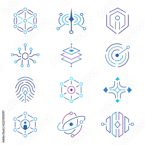 Premium Dynamic Decentralized Mesh Network And Advanced Sovereign Identity Core Line Vector Icon Set

