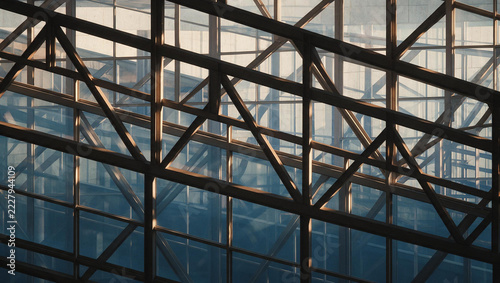Modern Steel Framework and Glass Architecture Detail