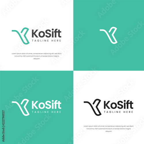K Letter K Line logo design