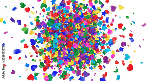 Colorful paper confetti explosion for celebration isolated on transparent background