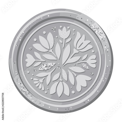 Elegant silver glitter floral emblem for luxury branding