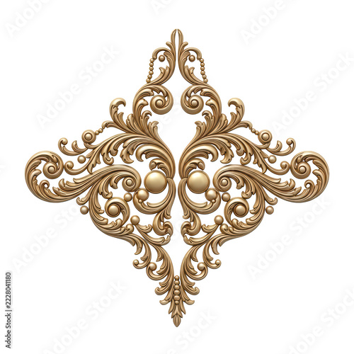Elegant gold vintage floral frame ornament with intricate victorian scroll design