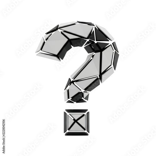 Geometric low poly question mark symbol in shades of grey