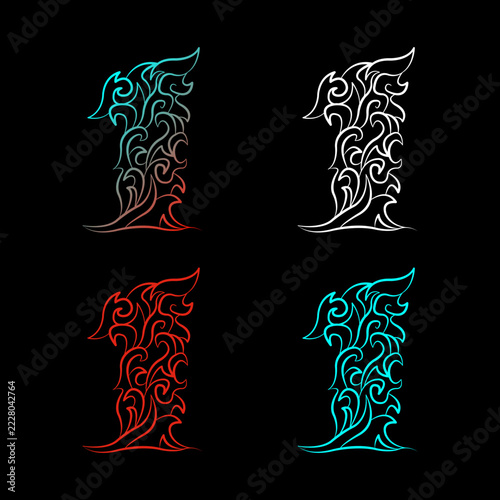 Illustration vector graphic of one numbers on black background.