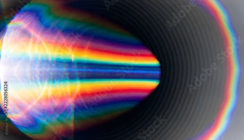 Abstract Futuristic Optical Prism Tunnel with Rainbow Light Dispersion and Lens Flare Effect
