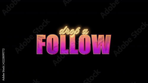 Drop a Follow Stream Alert Miami 80s on Transparent Background